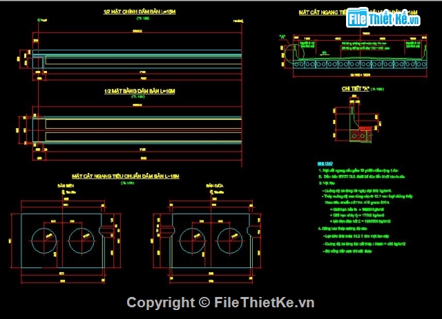 Bản vẽ autocad,dầm bản rỗng,dầm bản 15m,cấu tạo dầm bản